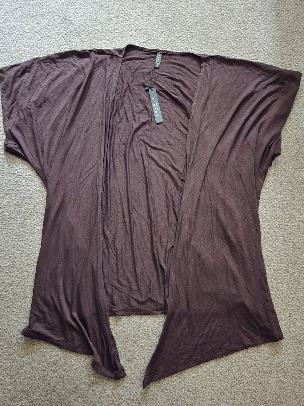 Made By Johnny Women's Short Sleeve Dolman Cardigan XL Brown